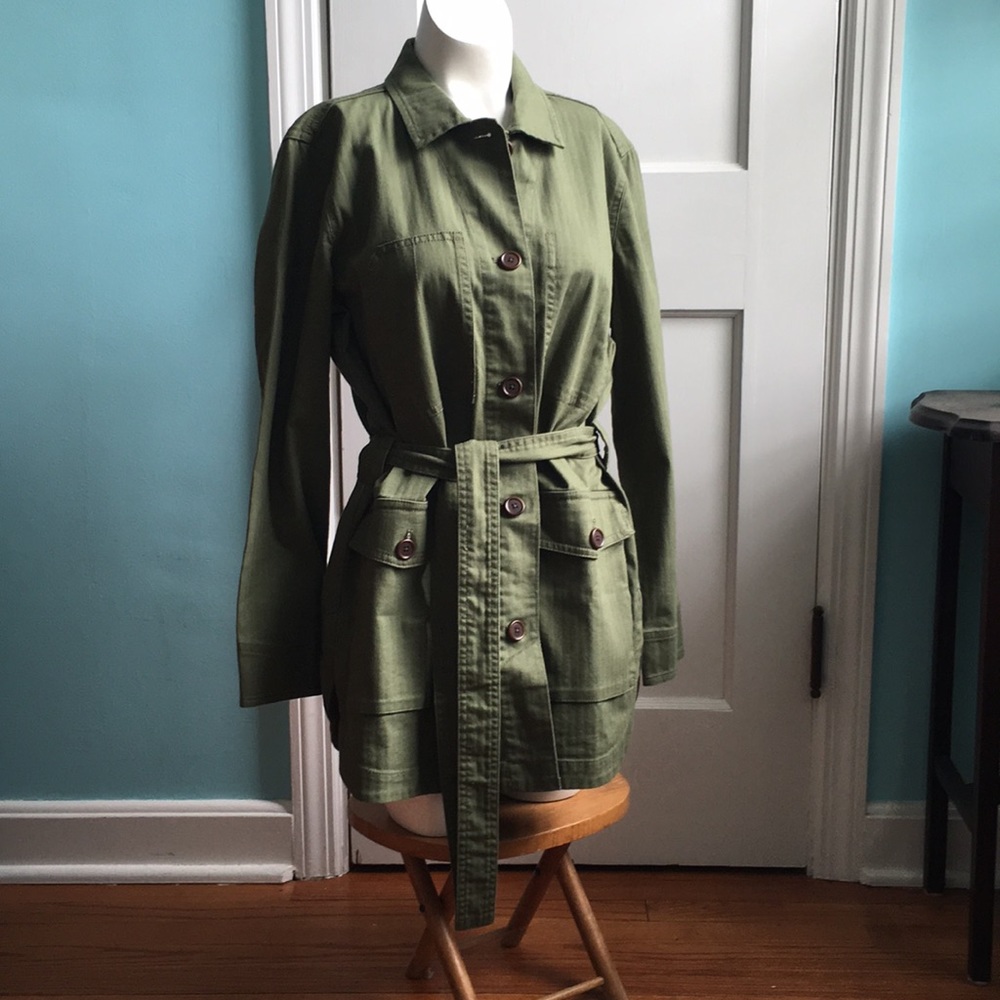 BNWT Madewell tie waist green military jacket